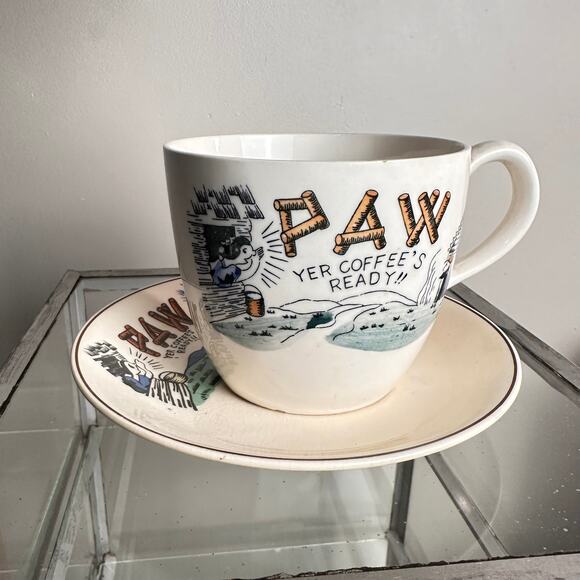 PAW "Come Get Yer Coffee" Large Mug and matching Saucer - Picture 1 of 3